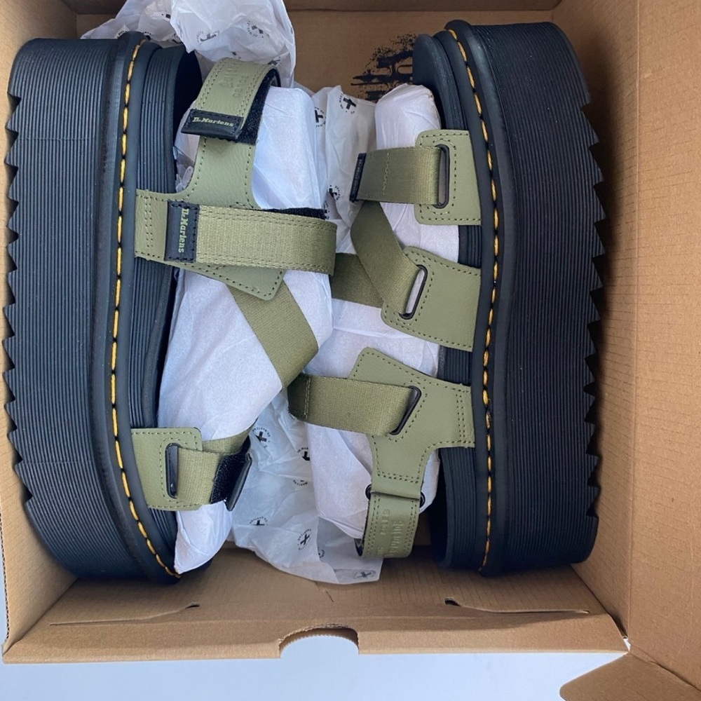 Dr. Martens Olive Green Platform Sandals